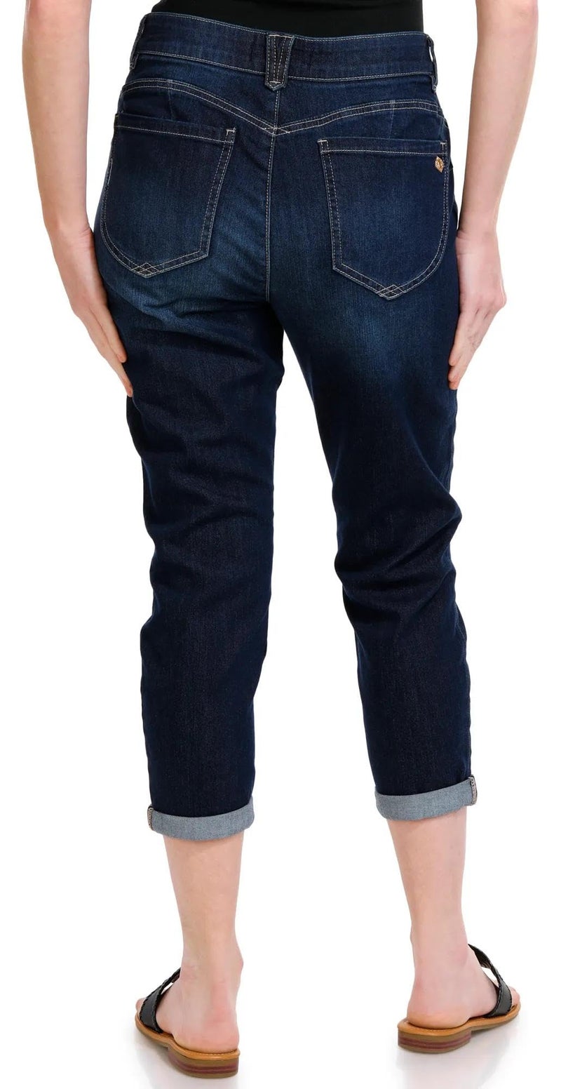 Democracy womens Petite "Ab"solution Crop Jeans, Dark Indigo, 8 Petite US - Image 2